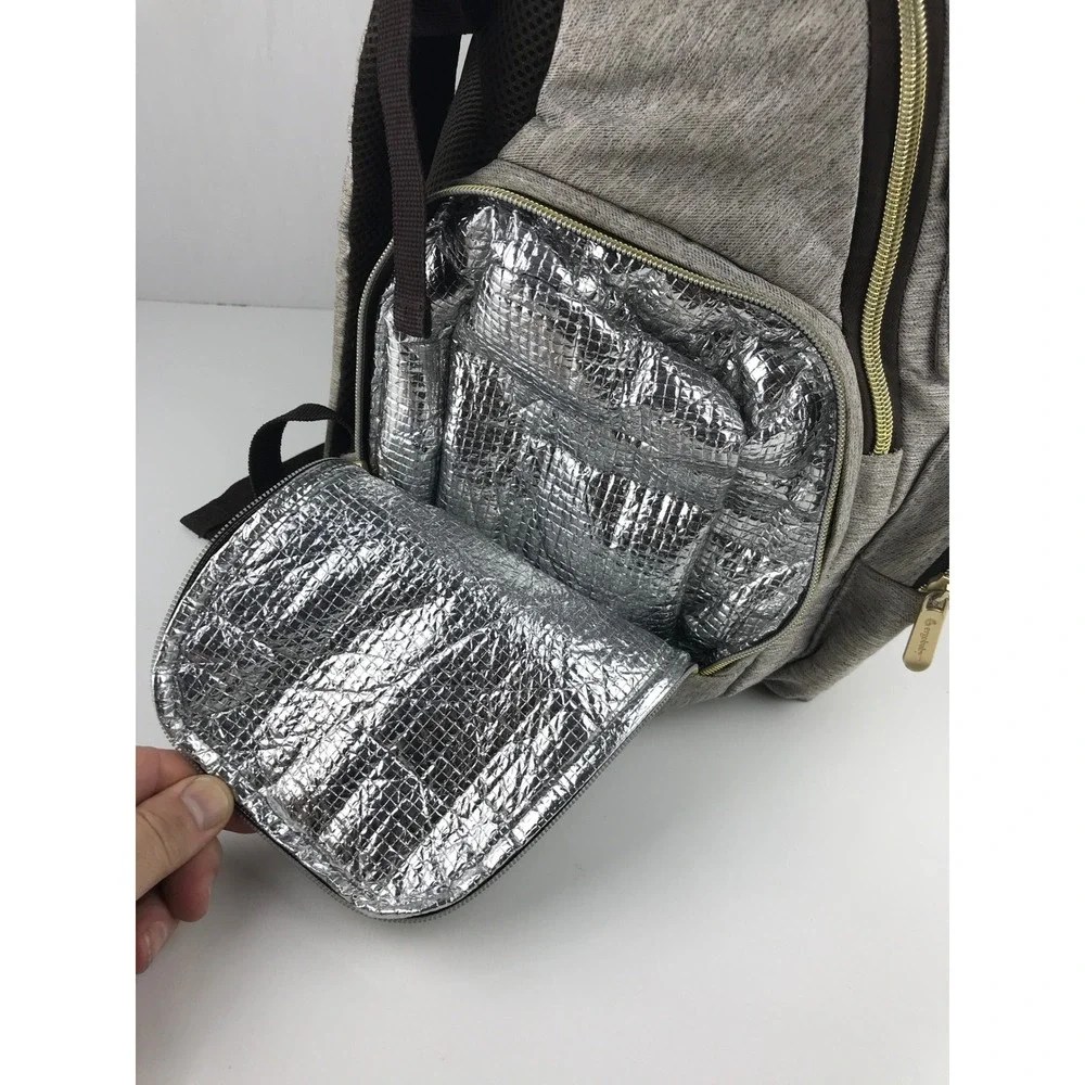 Ergobaby Babyboom Diaper Backpack Gray Insulated‎ Pockets Travel Bag